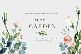 Summer Garden Floral Graphic Set Summer Garden Graphic Design Tools Clip Art