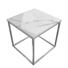 Nice to see you here again! Square White Marble Effect Side Table With Chrome Legs Demi Furniture123