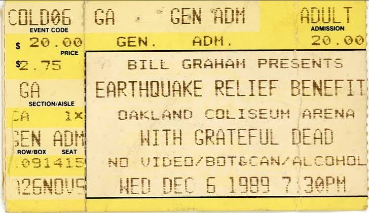 Grateful Dead New Year's Eve 1990 ticket with silver embossed stealie