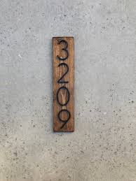 Vertical house number plaque with mid century modern font the. Address Plaque Vertical Vertical House Numbers Modern House Etsy
