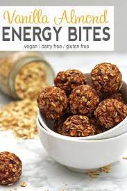 Vanilla Almond Balls Gluten Free Vegan Energy Balls Recipe Vegan Energy Balls Vegan Snack Recipes Vegan Snacks