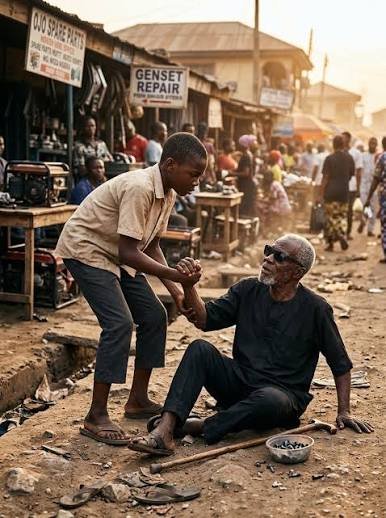 Boy helps blind billionaire home in Anich's market