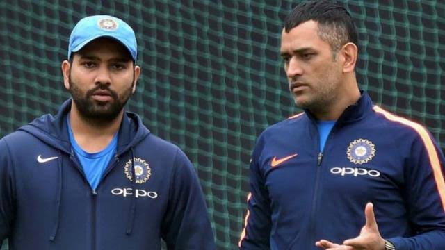 Image result for dhoni with rohit sharma