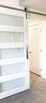 5 Panel Glass White Door Barn Door Interior Sliding Barn Doors White Doors