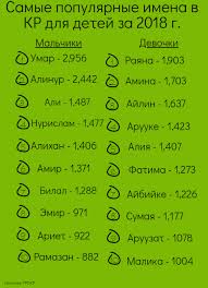 Ot Umara Do Arapabdanbeka Samye Populyarnye I Redkie Imena Novorozhdennyh V Kyrgyzstane V 2018 Godu