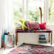 Acacia Wood And Indian Saris Indian Bench Multicoloured W 122cm Katmandou Indian Home Decor Home Decor Home Deco