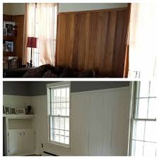 The choice of primer you apply. Painted Wood Paneling Bottom Half Is Sherwin Williams Dover White Top Half Is Willow Creek White Paneling Sherwin Williams Dover White Painting Wood Paneling