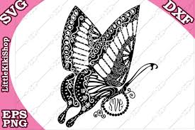 Download Zentangle Butterfly Monogram Svg Mandala Butterfly Butterfly Cut Fil By Littlekikishop Thehungryjpeg Com PSD Mockup Templates