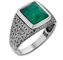 925 Silver Oxidized Natural Emerald Rings for Men