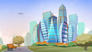 City is an american sitcom television series that aired on cbs from january 29 to june 8, 1990. Free Vector Cityscape Cartoon Background Panorama Of Modern City With High Skyscrapers And Park Downtown