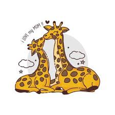 Mother S Day Card With Giraffes Giraffe Mother Kissing Baby Giraffe 2162589 Vector Art At Vecteezy