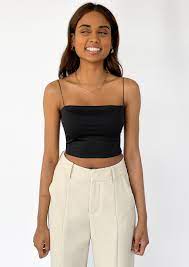 4.6 out of 5 stars with 236 ratings. Thin Straps Crop Top In Black Outfitbook
