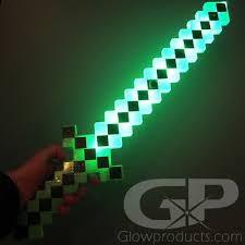 light up led 8 bit pixel sword glow party minecraft light light up