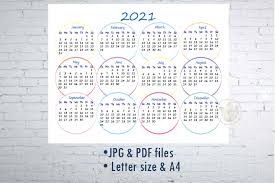 Brand new / sealed 2021 simply blessed jennifer pugh wall calendar. Calendar 2021 Printable Calendar With Circles By Prettydd Thehungryjpeg Com