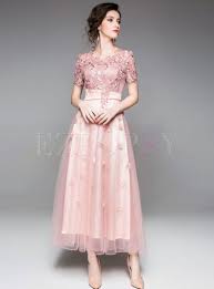 Mesh Double Layered Big Hem Maxi Dress Pink Dress Women Gown Dress Design Latest Party Wear Gown