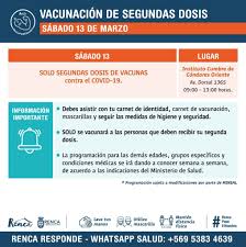 Presentar carnet de vacunación en la segunda dosis. Lunes 15 A Viernes 19 De Marzo Campana De Vacunacion Contra El Covid 19 Renca Pone El Hombro Ilustre Municipalidad De Renca