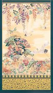 Japanese Garden Beige Fans Cranes Gold Metallic Highlights Cotton Quilting Fabric Panel Cotton Quilting Fabric Japanese Quilt Patterns Vintage Pop Art