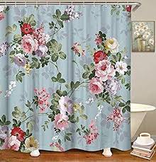Amazon Com Livilan Floral Thick Polyester Fabric Shower Curtain Set Blooming Peony Flower Vintage Shower Curtains Floral Shower Curtains Flower Shower Curtain