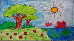 The way to begin and finish your sketches, clearly shown step by step : How To Draw Awesome Garden Scenery For Kids Kids Scenery Drawing Easy Easy Drawing Youtube