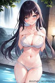 Anime Girl Beach Bath Towel Night Swim Original Art Manga Hot Sexy Black  Hair | eBay