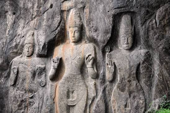 Buduruwagala 9th century Mahayana Buddhist rock carvings Wellawaya Sri Lanka