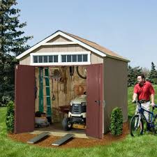 Handy Home Products Installed Majestic 8 Ft X 12 Ft Wood Storage Shed With Black Onyx Shingles 60219 1 The Home Depot Storage Shed Shed Wood Storage Sheds