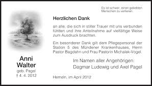 Traueranzeigen von Anni Walter