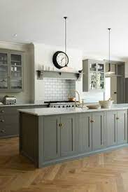 Cherry cabinets painted white, with a pewter glaze, and sand through. 58 Grey Shaker Kitchen Ideas Kitchen Inspirations Kitchen Design Kitchen Remodel