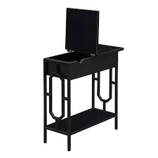 Charging station, end tables furniture : Omega Flip Top End Table With Charging Station Black Wood Finish Black Frame 166859blbl