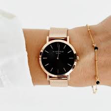 Black And Rose Gold Watch Womens The Tribeca Black Rose Gold Adding Some Sparkle To Our Sunday Outfit Available On Our Website See Li Watches Women Fashion Trendy Watches Fashion Watches