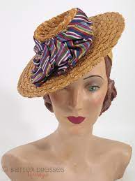 30s 40s Straw Boater Tilt Hat Hats Straw Boater Beautiful Hats
