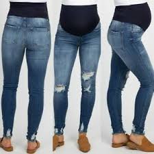 Details About S Xxl Pregnant Woman Ripped Jeans Maternity Pants Trousers Nursing Prop Belly