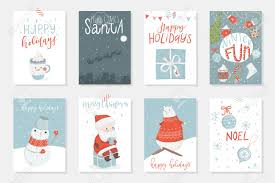 Happy holidays gift card template. Collection Of 8 Cute Merry Christmas And Happy New Year Ready To Use Gift Cards Set Of Eight Printable Hand Drawn Holiday Posters Templates Vector Seasonal Postcard Design Royalty Free Cliparts Vectors And Stock