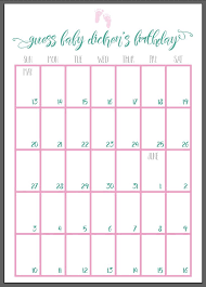 A4 Guess Baby S Date Of Birth Weight Baby Shower Games Etsy Uk Birthday Calendar Baby Shower Games Handmade Stationery