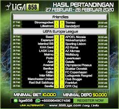 Hasil Pertandingan Sepak Bola 27 28 Februari 2020 Di 2020 Sepak Bola