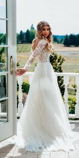 A Line Long Sleeve Deep V Neck Tulle White Open Back Lace Appliques Wedding Dresses Pw In 2020 Wedding Dress Long Sleeve Stunning Wedding Dresses Wedding Dress Sleeves