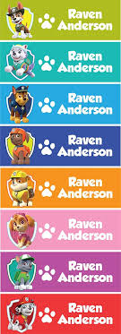 Set Of 60 Personalized Kid Name Stickers Waterproof Paw Patrol Pups Paw Patrol Stickers Personalized Labels Kids Name Stickers