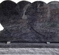 Bahama Blue Granite Polished Double Heart Monument Headstone with Base  MN-297