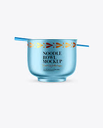 Metallic Noodle Bowl Mockup In Cup Bowl Mockups On Yellow Images Object Mockups