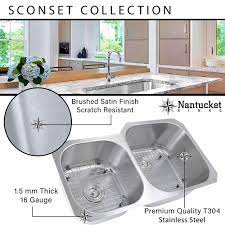Kitchen sink bolzano 60455 newsday. 60 40 Double Bowl 16 Gauge Kitchen Sink With Cutting Board Grids And Colander Drains