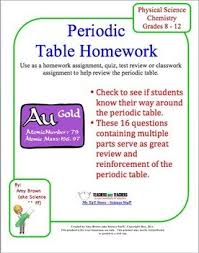 This Is A Set Of Homework Questions On The Periodic Table Students Answer Questions About Teaching Chemistry Science Curriculum Middle School Science Teacher