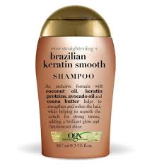 The brazilian keratin therapy shampoo is infused with coconut oil, avocado oil, and cocoa butter to help strengthen and soften hair. Ogx Ever Straightening Brazilian Keratin Smooth Shampoo Travel Size 88 7 Ml Boots