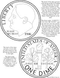 Us Dime Coloring Page Printout Money Coloring Pages Enjoy Coloring Enchanted Learning Learning Math Presidents On Money