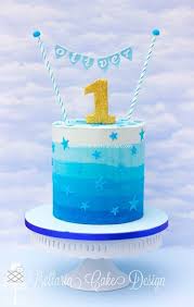 Male 1st Birthday Cake For 1 Year Old Boy Blue Ombre Buttercream Boys First Birthday Cake Birthday Cake Kids Christening Cake Boy