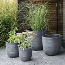 Check spelling or type a new query. Round Ridged Garden Planter Rodborough Outdoor Frost Proof Plant Pot Grey Black Ebay