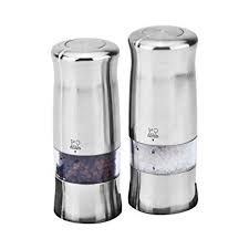 2 x electric salt and pepper mill grinder set with led high quality stainless s. Peugeot Zeli Electric Salt Pepper Mill Set Review Stuffed Peppers Salt Salt Pepper Mills