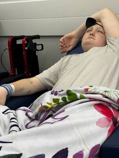 Look closely at teenage cancer warrior Will Roberts. Not the bruises  covering his arm from countless blood draws. Not the blanket covering the  space where cancer took his leg. Not even the