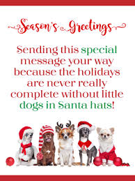 Dogs In Santa Hats Season S Greetings Card Birthday Greeting Cards By Davia Holiday Puppies Seasons Greetings Card Christmas Poems