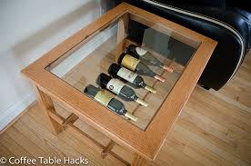 The hinged lid opens for extra storage. Oak Coffee Table With Wine Rack By Coffeetablehacks Lumberjocks Com Woodworking Community