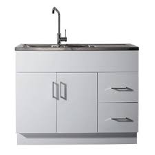 The entire pearlhaus stainless steel utility sink line is constructed from 16 gauge 304 grade stainless steel and all have an 18/8 chrome nickel ratio. Laundry Tub Cabinets Builders Discount Warehouse